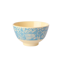 Blue Fern & Flower Print Small Melamine Bowl Rice DK